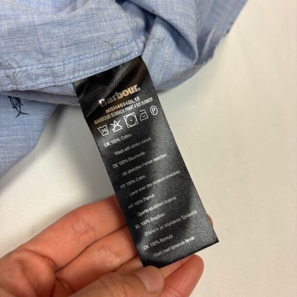 Barbour Summer Print Short Sleeve Button Up Shirt Men's Large - Picture 8 of 10